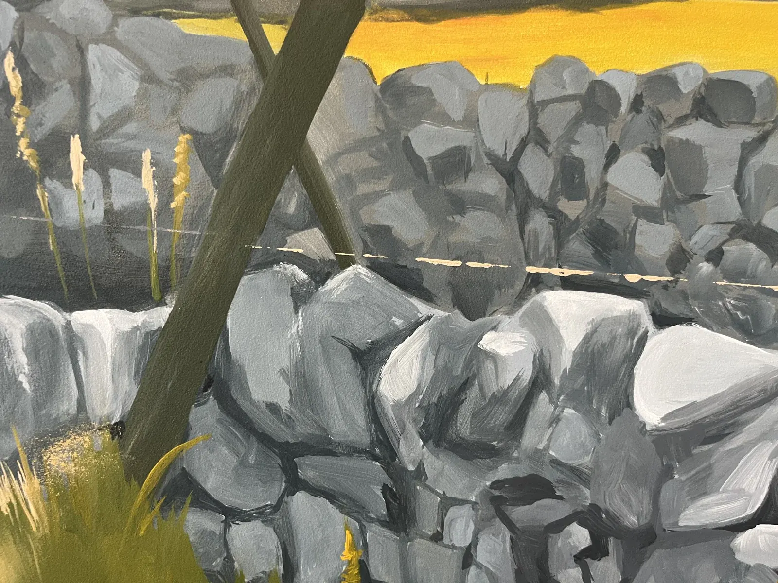 Painted stone-wall detail