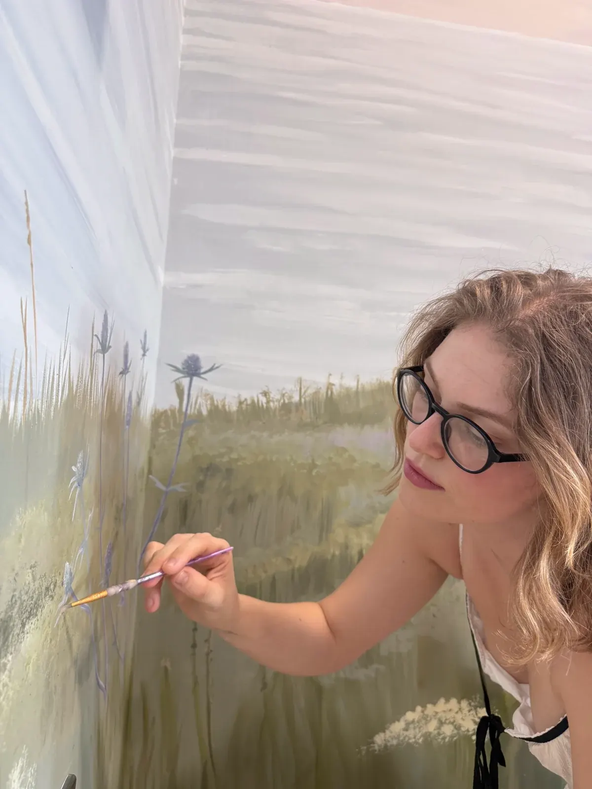 Brushwork on the coastal mural