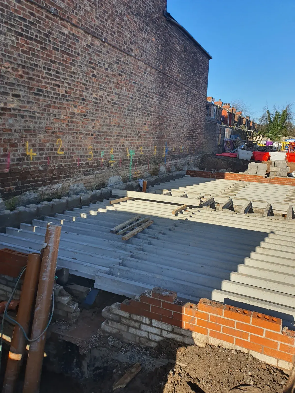 Beam-and-block floor under construction