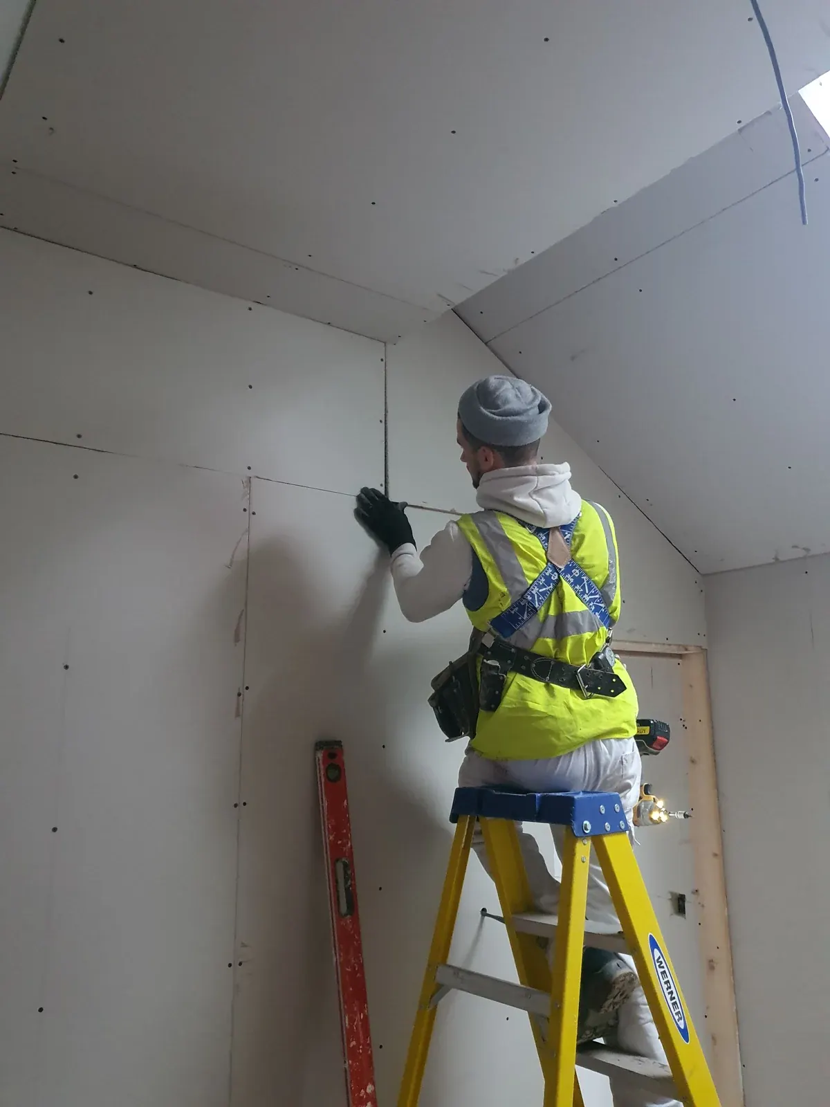 Plasterboard work inside the property