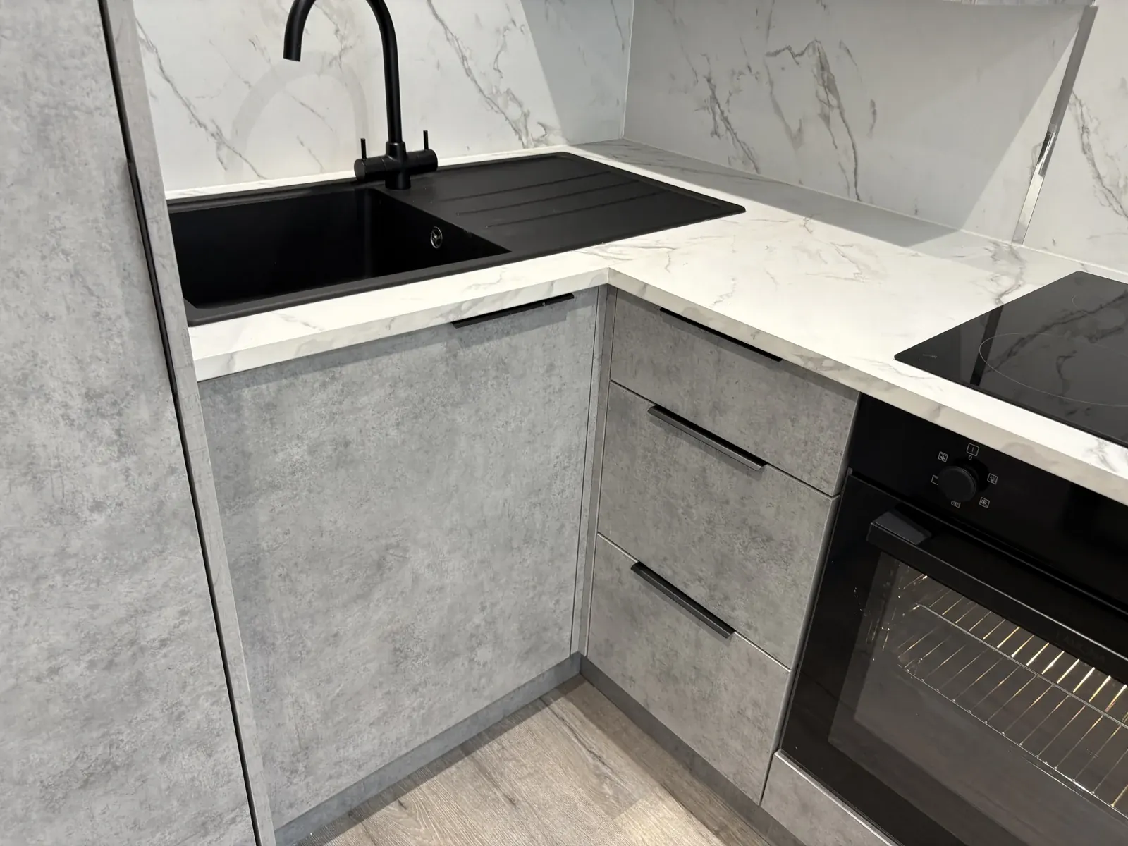 Kitchen worktop and cabinet detail