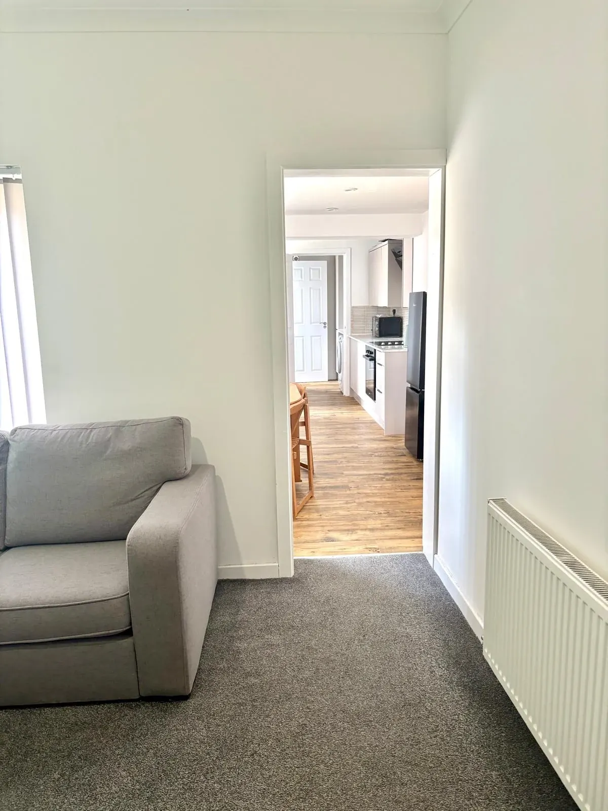 Living space and fitted kitchen