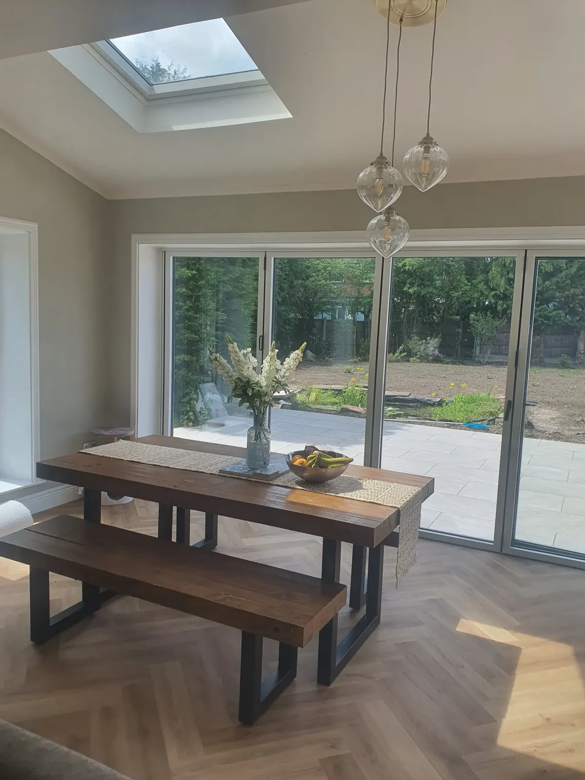 The furnished dining space
