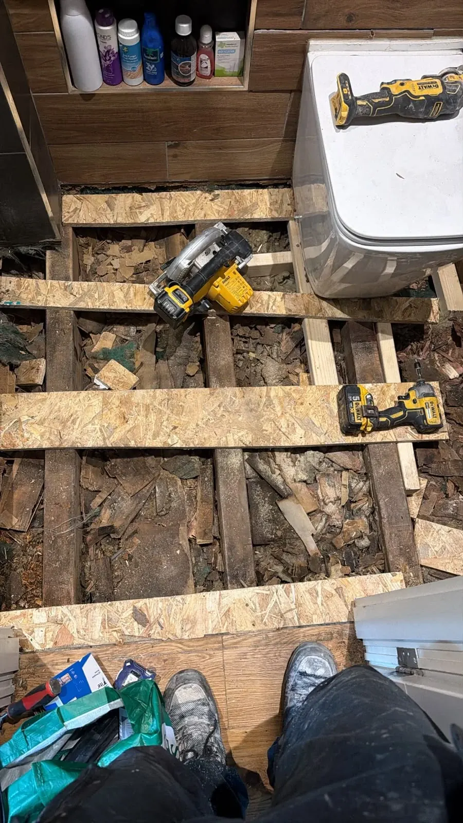 Opening the bathroom floor