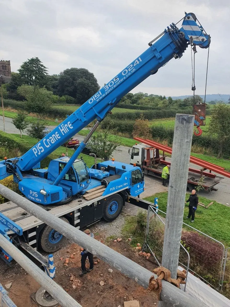 Crane on site for the steelwork