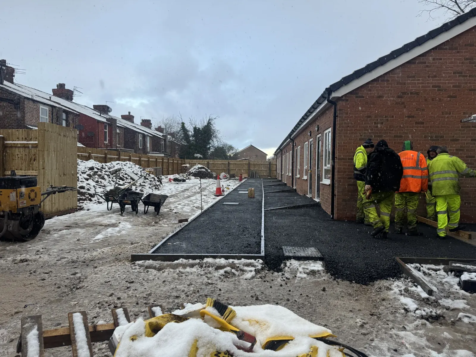 Path laying beside the new block